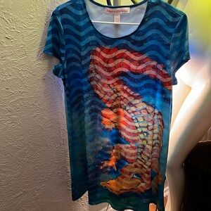 Vibrant Blue and Orange Alligator Dress